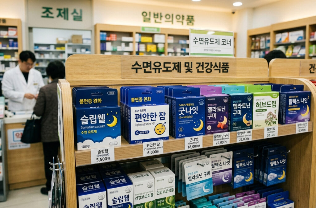 수면유도제 종류 약국 진열대