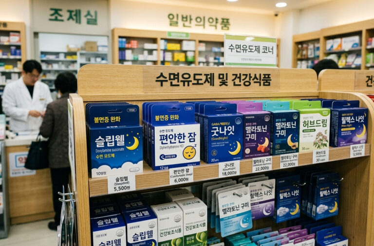 수면유도제 종류 약국 진열대