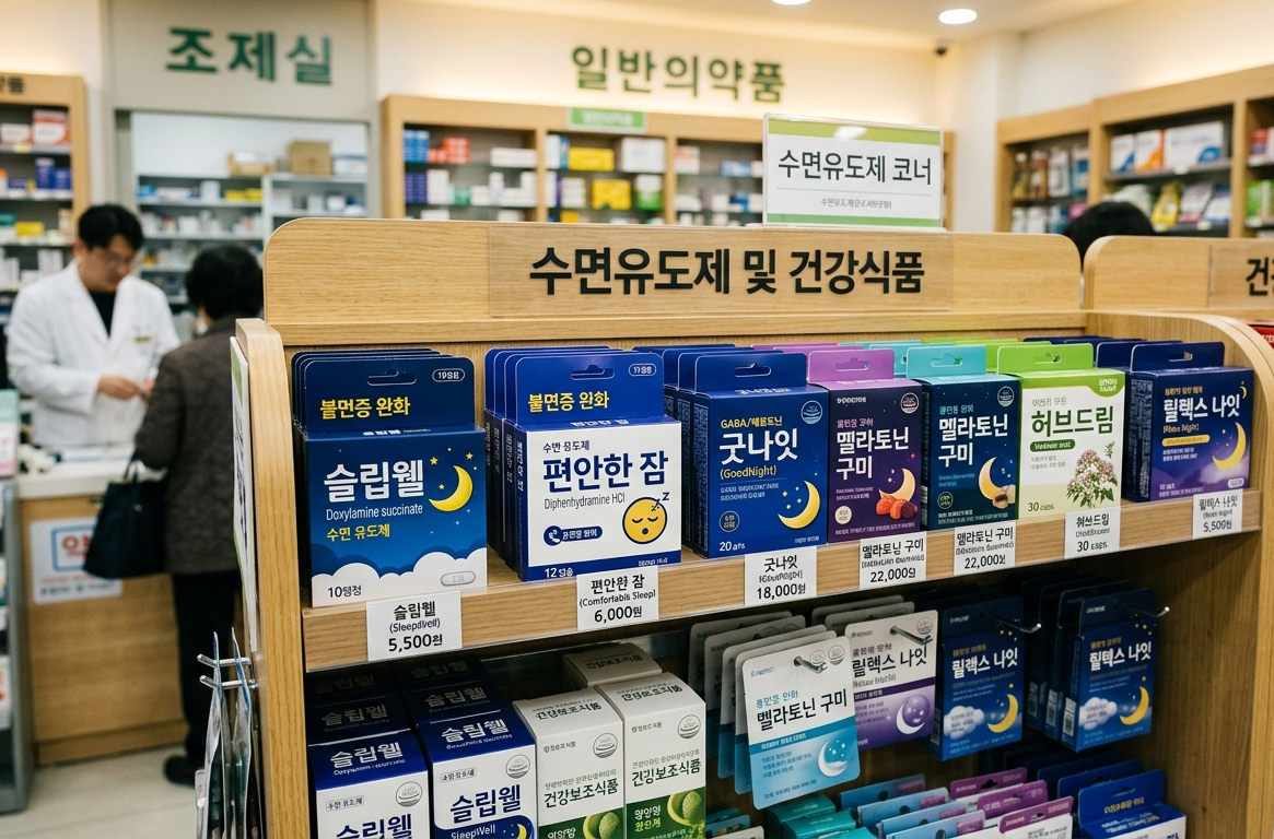 수면유도제 종류 약국 진열대